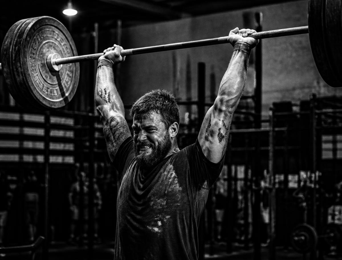 Competition barbell and bumper plates in a Columbus weightlifting gym