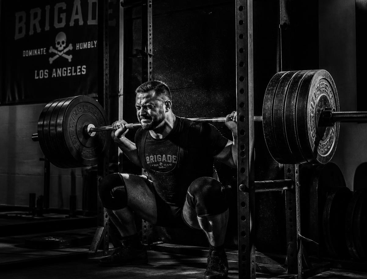 Lifter loading a barbell for squats at 6IX Center in Columbus, Ohio